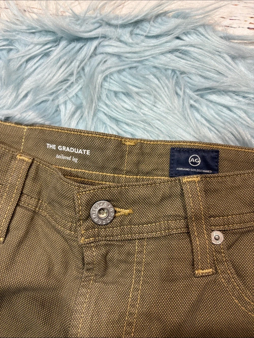 NWOT AG Adriano Goldschmied Textured Green Graduate Tailored Leg Trousers
